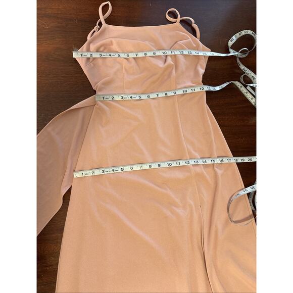 Birdy Grey Pink Bridesmaid Dress Size XS Benny Tie Back Crepe Dusty Rose Maxi - Picture 9 of 10